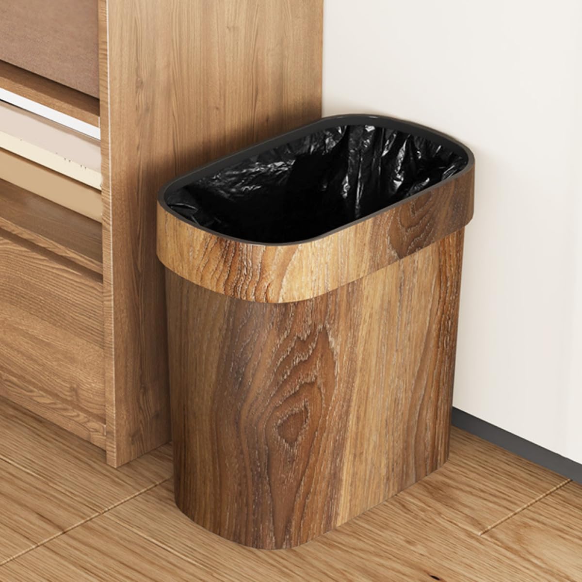 KALLORY Cubo Desperdicios Cocina de Imitación de Madera, Papelera Delgada de Pp para Baño, Oficina y Hogar, Uso Multi-escena y Gran Capacidad Color Aleatorio