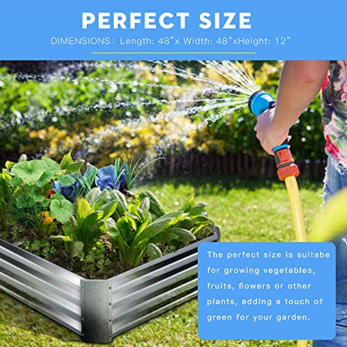 Raised Garden Beds 4×2×1Ft Outdoor Metal Galvanized Garden Planting Box For Vegetables Lawn Green Flowers, Fruits, Terrace #TOP5