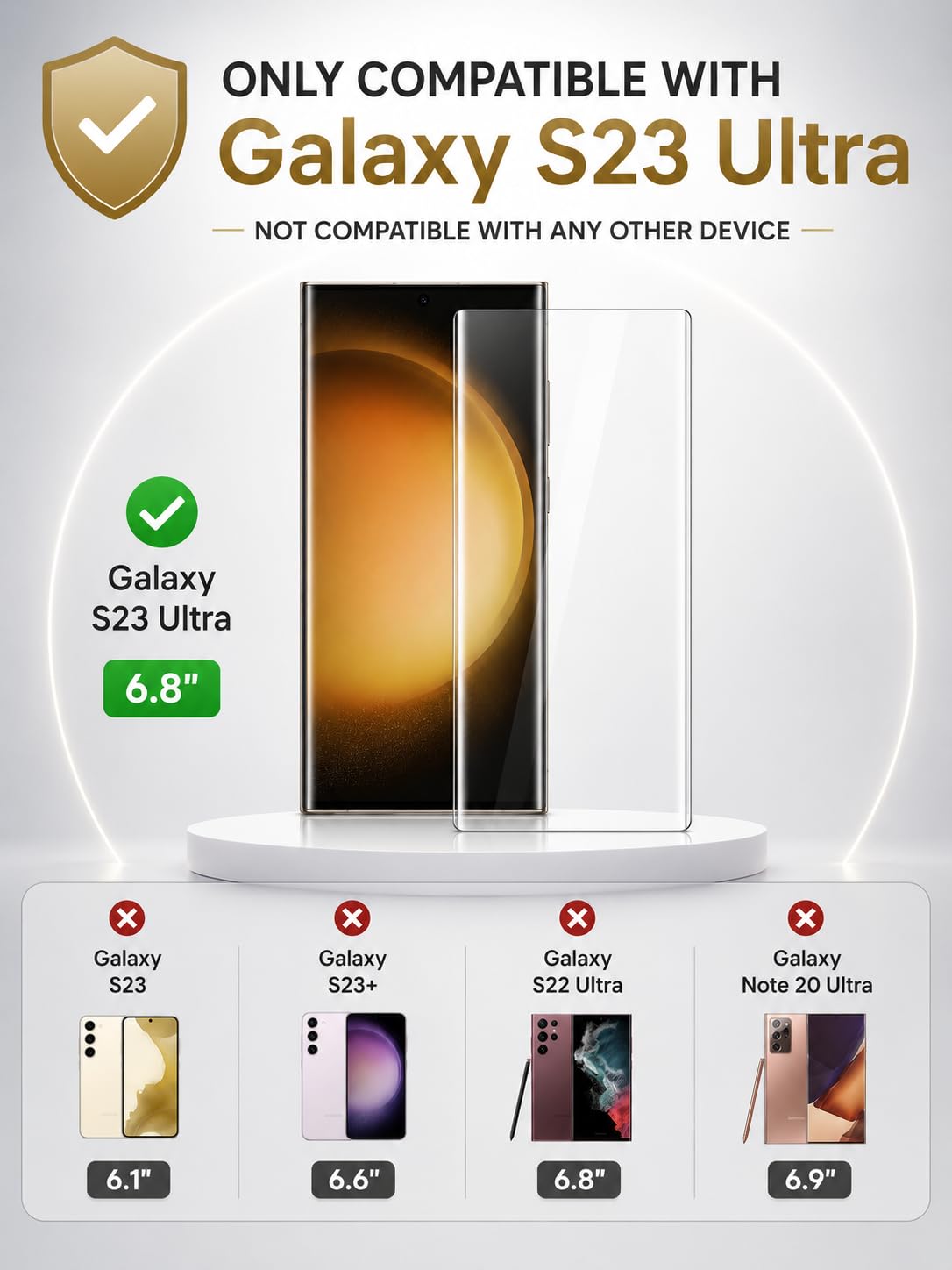 Tempered Glass for Samsung Galaxy S23 Ultra (6.8 Inch) with Installation Kit | 9H Edge to Edge Screen Protector | Anti Scratch — Amazon image 4