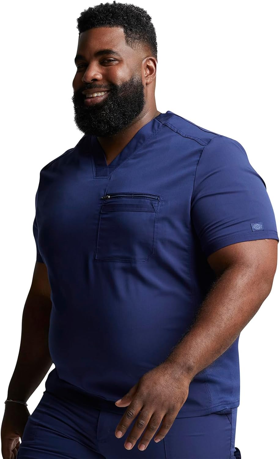 Dickies Scrub Top for Men with Zip Chest Pocket, Rib Knit, I.D. Badge at, 2-Way Stretch Durable & Breathable Fabric - DK865