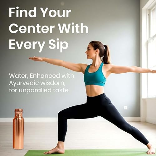 Miniatura 8 de Botella de cobre llana Ayurvédica Botella de agua deportiva Fitness Yoga a prueba de fugas - 1000ML