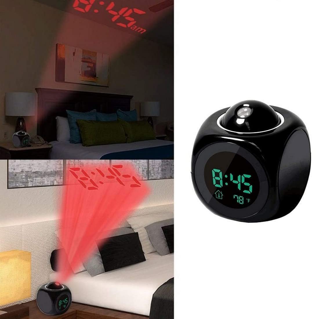 DRAYA DEAL'S Digital LCD Projection Alarm Clock with Voice Control, LED Display Weather Station, Temperature Monitor, Time Projector Clock for Bedroom, Office, Study Table and Nightstand - Black 3