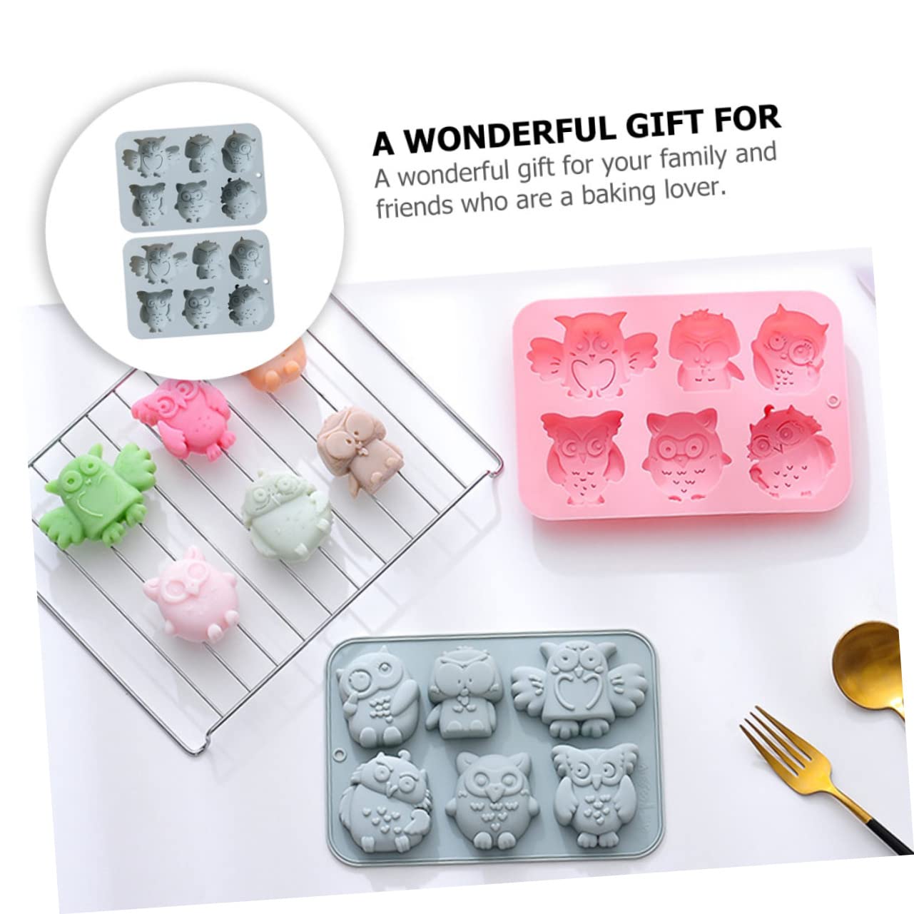 MAGICLULU 3 Set Di Per Dolci in Silicone A Forma Di Gufo Facili Da Sformare Non Adatti Per Ragazzi E Ragazze Per La Casa 2 Pezzi * 3