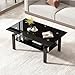 SMARTIK Glass Coffee Table Set of 3, Modern Black Living Room Tables, Coffee and End Tables, 3pcs Coffee Table Set for Living Room (All Black Set of 3)