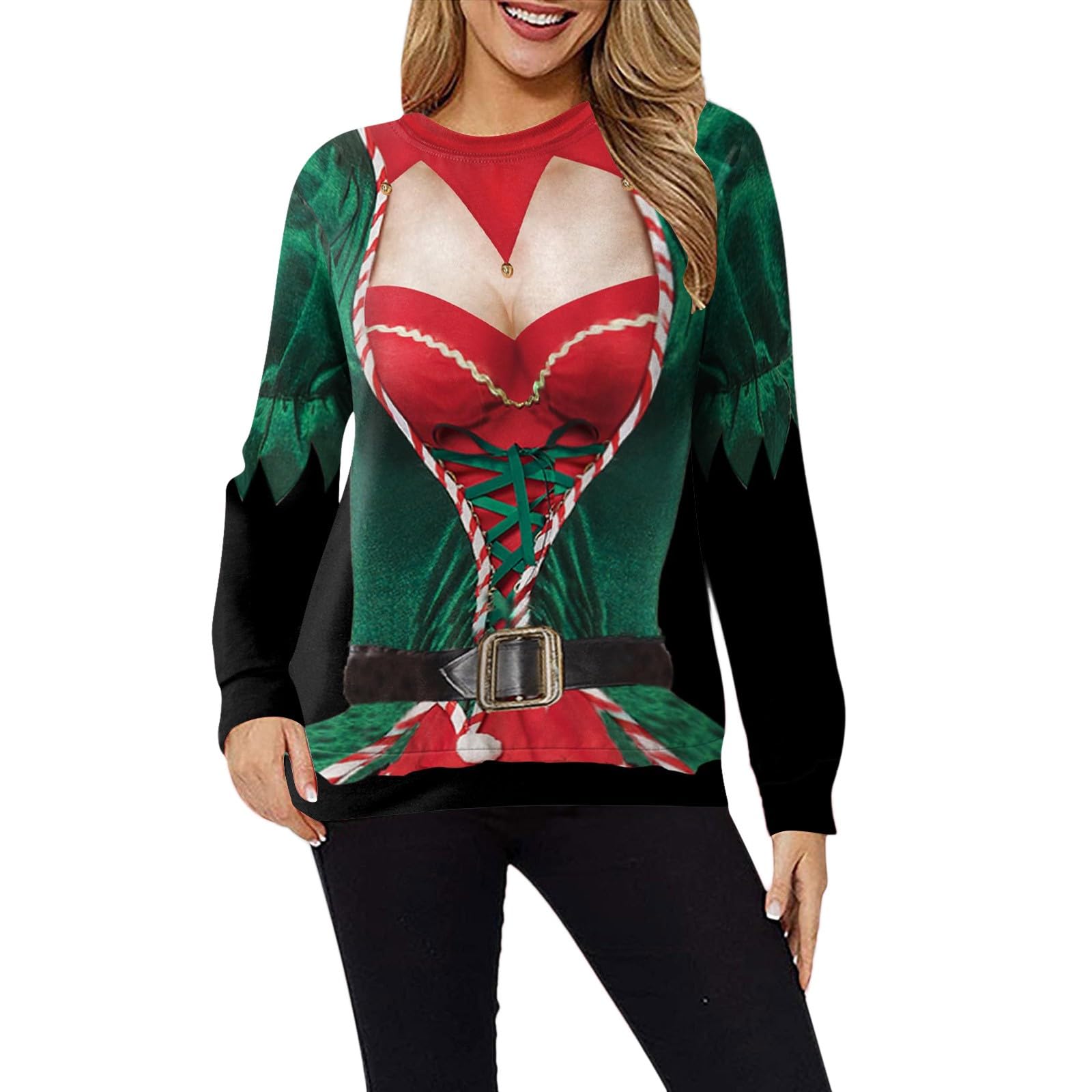 Sweat-shirt Pull Noël Femme Manches Longues Rond Rigolo Noel Pull Christmas Moche Sweat Polaire Femme Hiver Chaud Sweatshirt Pull De Noël En Coton Pull À Capuche Renne Pull Ôle Noël Xmas (01-White, S