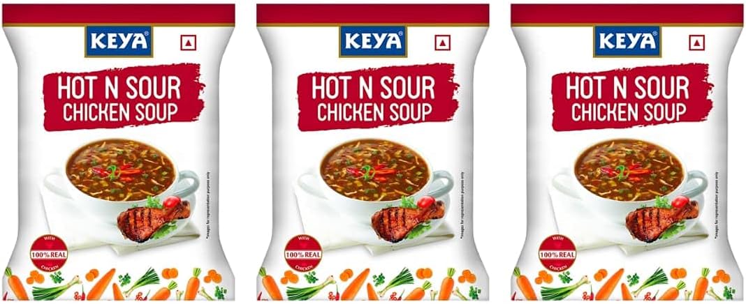 KEYA Hot n Sour Chicken 4 Serve Soup, 52gm, Pack 3