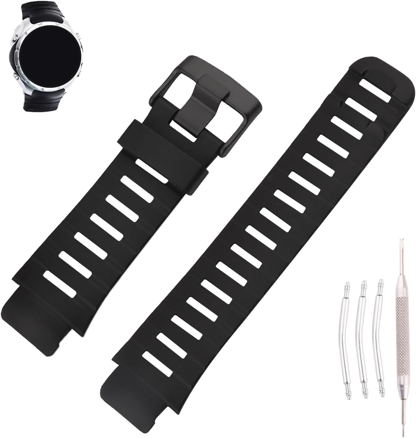 XLander Rubber Watch Bands Compatible Fit for Suunto X-Lander 22mm×26mm Replacement Silicone Strap Wirstband for Men and Women Waterproof Bracelet Watch accessories