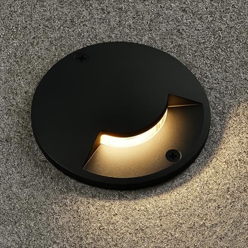 Planetitaly Faretto calpestabile tondo luce radente IP65 1 finestra LED 2W segnapassi singola emissione pavimento giardino viale 12V 4000K colore nero