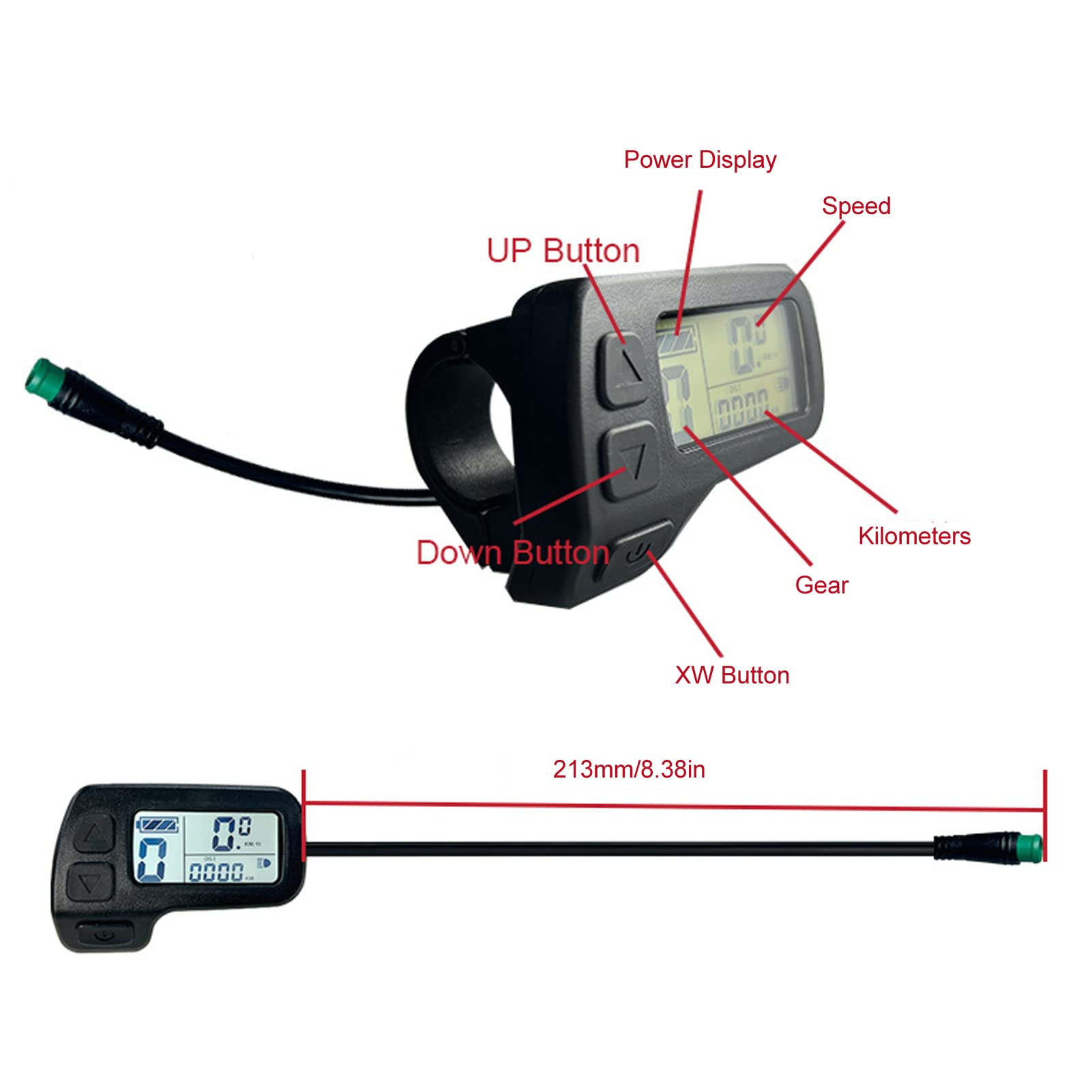 Socobeta 24V 36V 48V Universal-Geschwindigkeitsmesser für Elektrofahrräder KT LCD1 Elektrofahrrad-LCD-Display-Messgerät für Elektrofahrrad Reiten