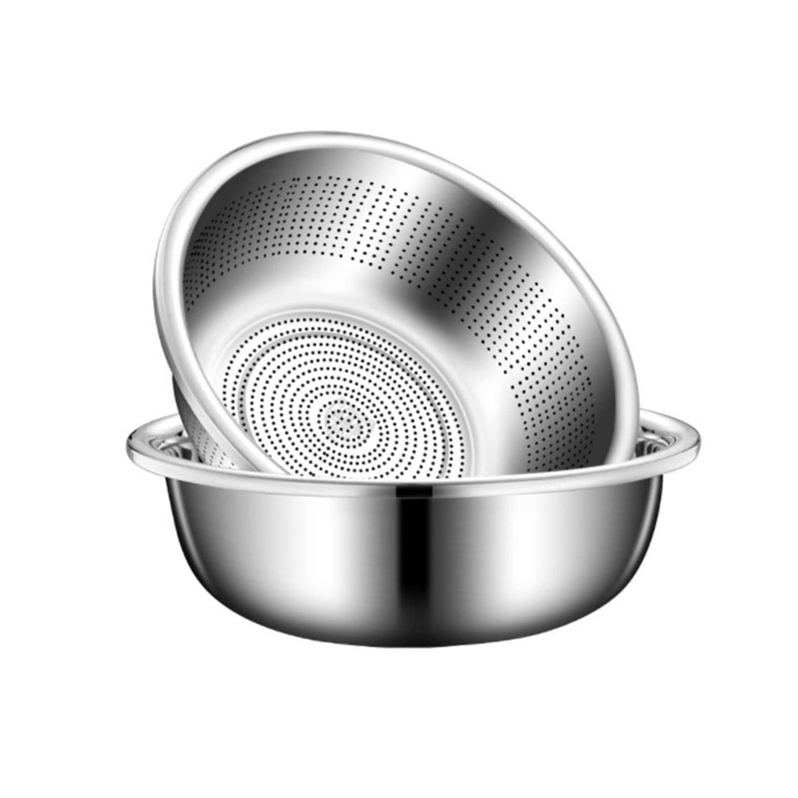 304 Stainless Steel Mixing Bowls Pots and Pans 2 Piece Set Cooking Baking Metal Nesting Storage Bowls Soup Bowls Barbecue Serving Trays