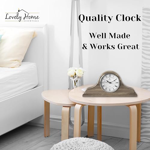 Miniatura 16 de Reloj de repisa a pilas – Reloj de manto de madera, rústico verde azulado para decoración de sala de estar, sobre chimenea, oficina, estante