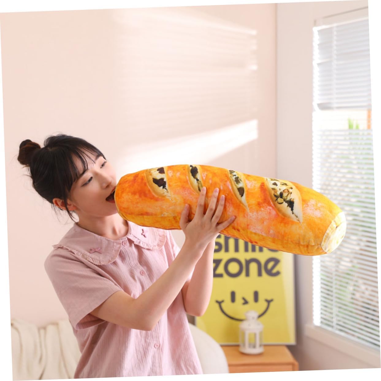 Simulation Bread Pillow Cute Stuffed Lumbar Cushion for Sofa Bedroom Decor Soft Material Comfortable Practical Unique Bread Shape Design