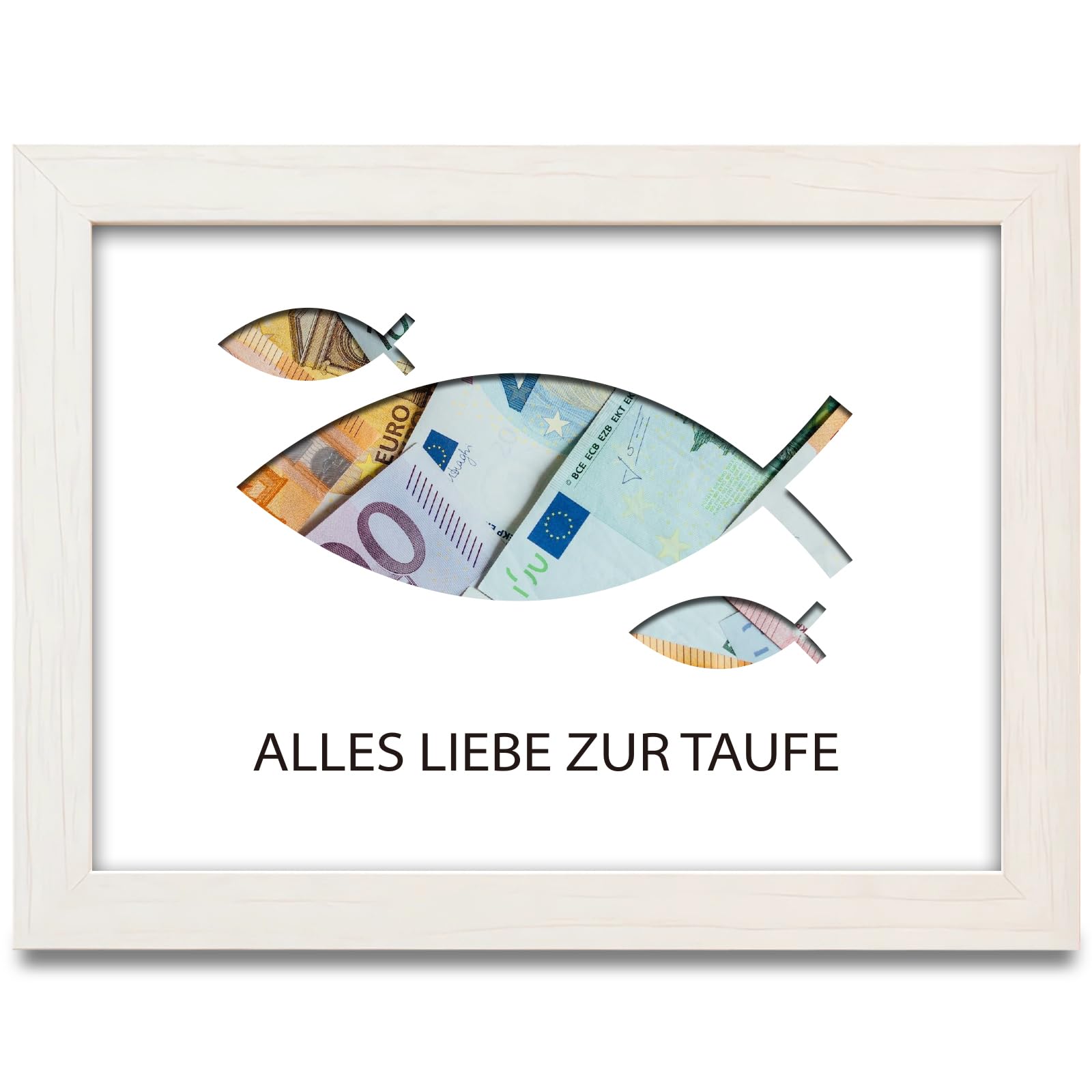 palasasa Geldgeschenk zur Taufe Fisch, Geldgeschenke Bilderrahmen Taufe Geschenk, Originelle Taufgeschenke für Mädchen Jungen, Kommunion, Konfirmation