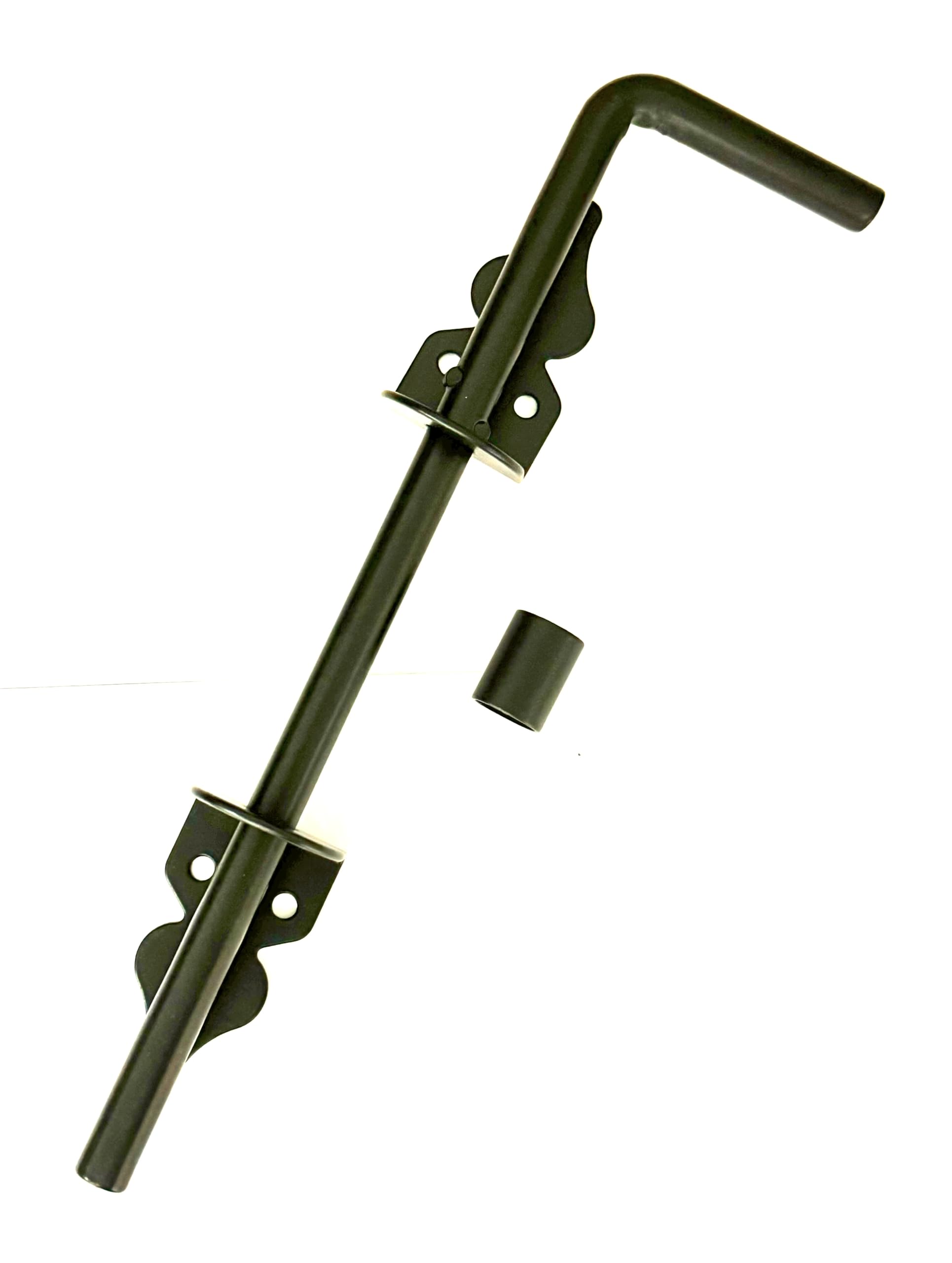 SCORPIO HARDWARE® Garage Gate Drop Bolt, Bow Handle Bolt, Monkey Tail Bolt, Garage Bolt with Closed Keep, Cane Type to Secure Large Gates (Black, Garage Drop Bolt Cane Type - 12") — image 1