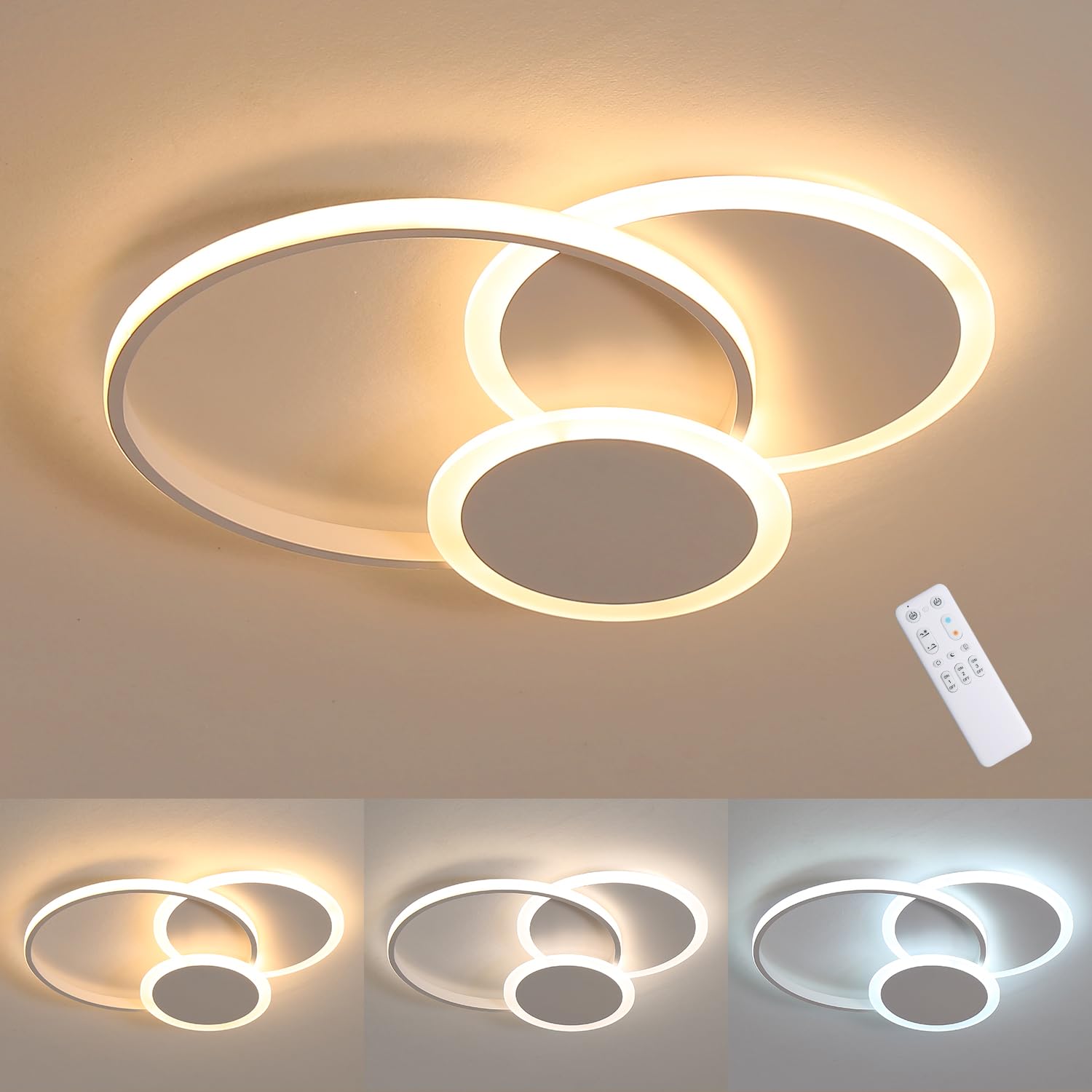 Plafón LED Techo Salon，Lámpara Techo con Luz Regulable 3000K-6000K, Plafón LED Techo con Control Remoto, Lámparas de Techo Salon para Sala de Estar, Dormitorio, cocina, Pasillo,etc 42 * 35cm