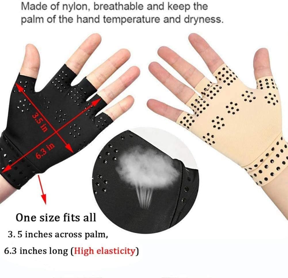 RZJZGZ (2Pairs Compression Gloves Magnetic Anti-Arthritis Fingerless Gloves Relief Hand Heal Joints Pain