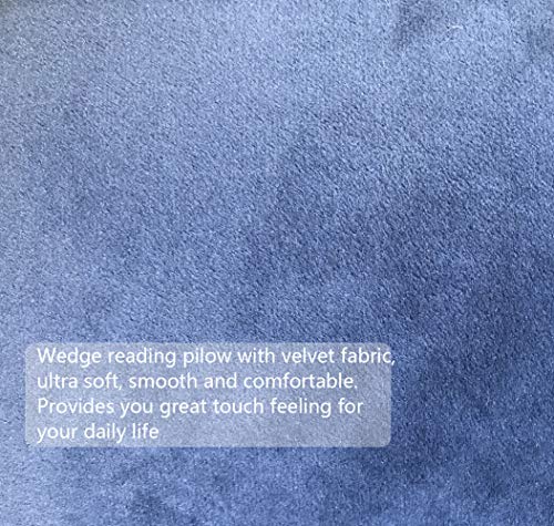 Eonshine Premium Velvet Fluffy Microfiber Filled Triangle Wedge Reading Pillow, Bloster For Bed Sofa Bedrest Tv Cushion, Set Of 1 (23X20X11.8, Dark Blue) #TOP6