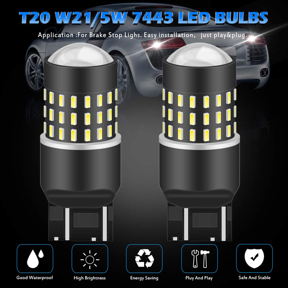 KATUR 7440 7443 7444NA 7441 992 żarówka LED 3014 54 chipsety 650 lumenów zamiennik do kierunkowskazu cofania cofania tylnego hamulca tylnego światła parkowania RV, ksenonowa biała (10 sztuk)