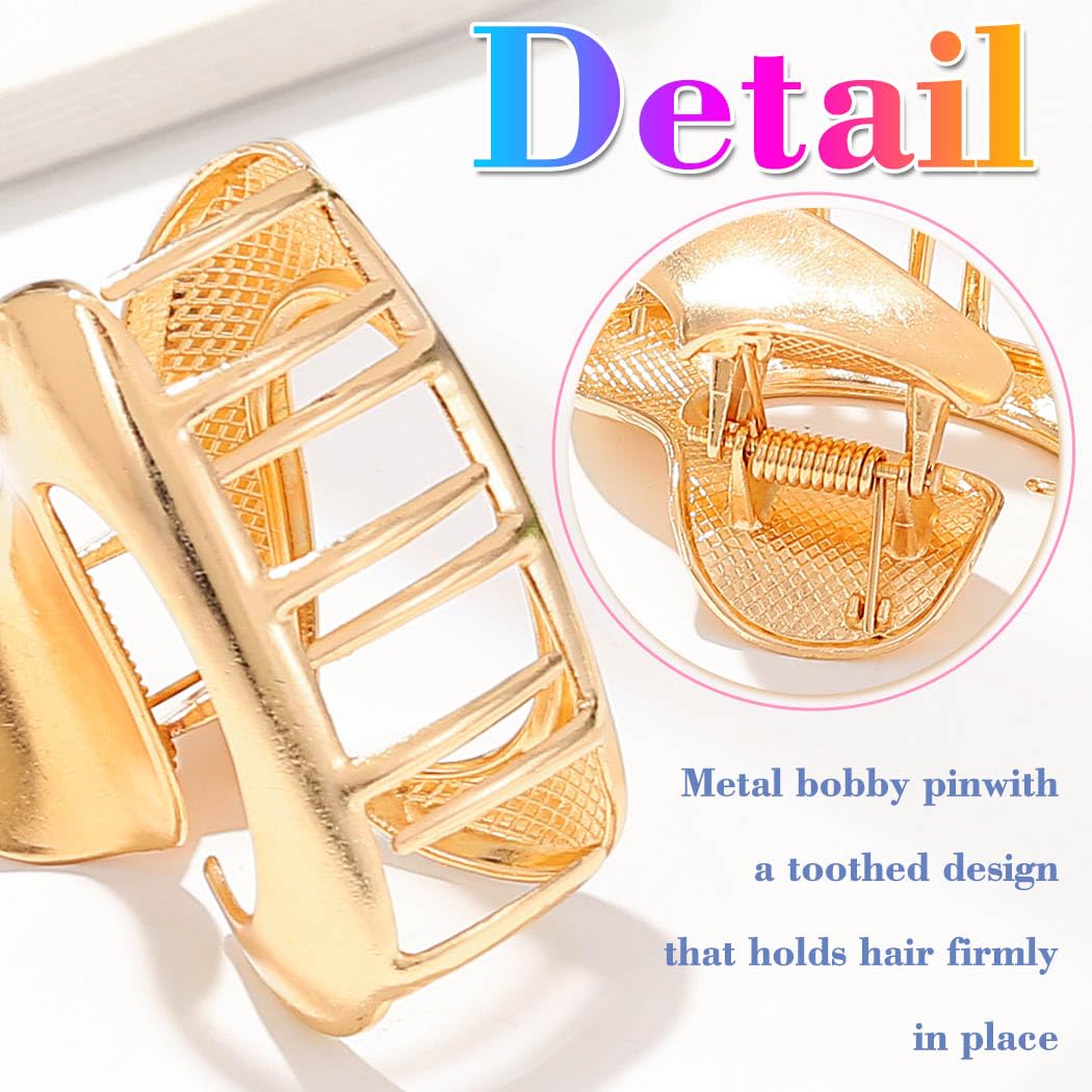 Reaky Hair Claw Clips Gold Metal Hair Clip Small Hair Jaw Clips Hair Accessories for Women, Gold,Silver,Black - Image 4