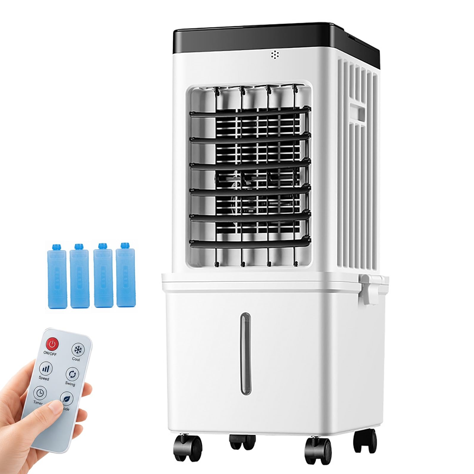 4-in-1 Evaporative Air Cooler with Remote, Swamp Cooler with 4 Gal Tank