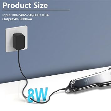 Hafiuege 4V Clipper Charger Fit for Wahl Magic Clipper Cordless 8148 8164 8591 8509 1919 8591L 8148L Clip Shaver, 5-Star Trimmer, 1919 100 Year Hair Clipper, AC Adapter Power Supply for S010AZM0400200