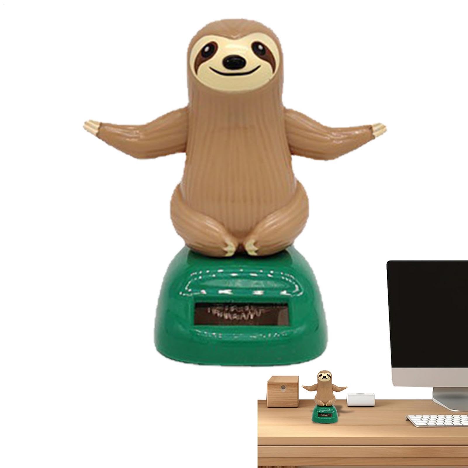 Solar Dashboard Sloth โ ABS 3.94x3.15x1.97 Inches | Solar Powered Dancing Sloth | Solars Figurine Wobble Toy For Car Dashboard Decoration Cute Animal Ornament Interior