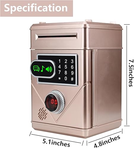 Miniatura 3 de Kendyy Alcancía electrónica con pantalla táctil, caja fuerte para cajeros automáticos, bancos de monedas con contraseña y 10 canciones,