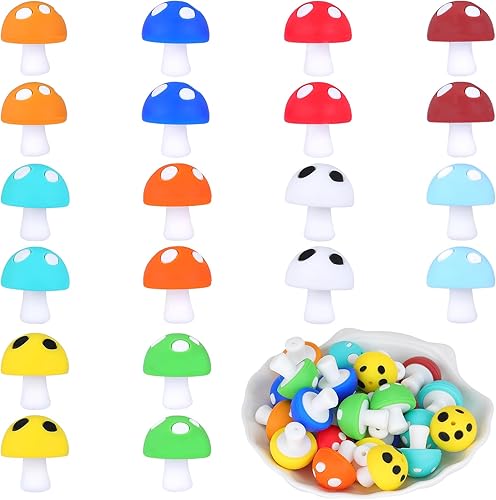 Miniatura 1 de WEWAYSMILE 20 cuentas de silicona de hongos, cuentas focales de silicona para bolígrafos, cuentas a granel utilizadas para bricolaje para hacer