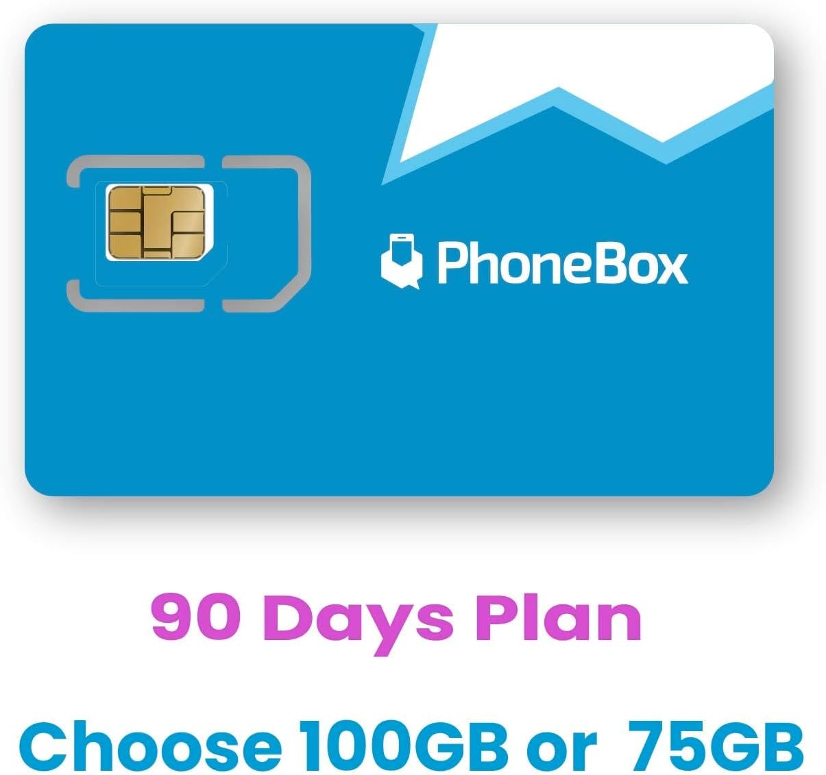 PhoneBox Canada Prepaid SIM Card Choose 100 GB or 75 GB for 90 Days