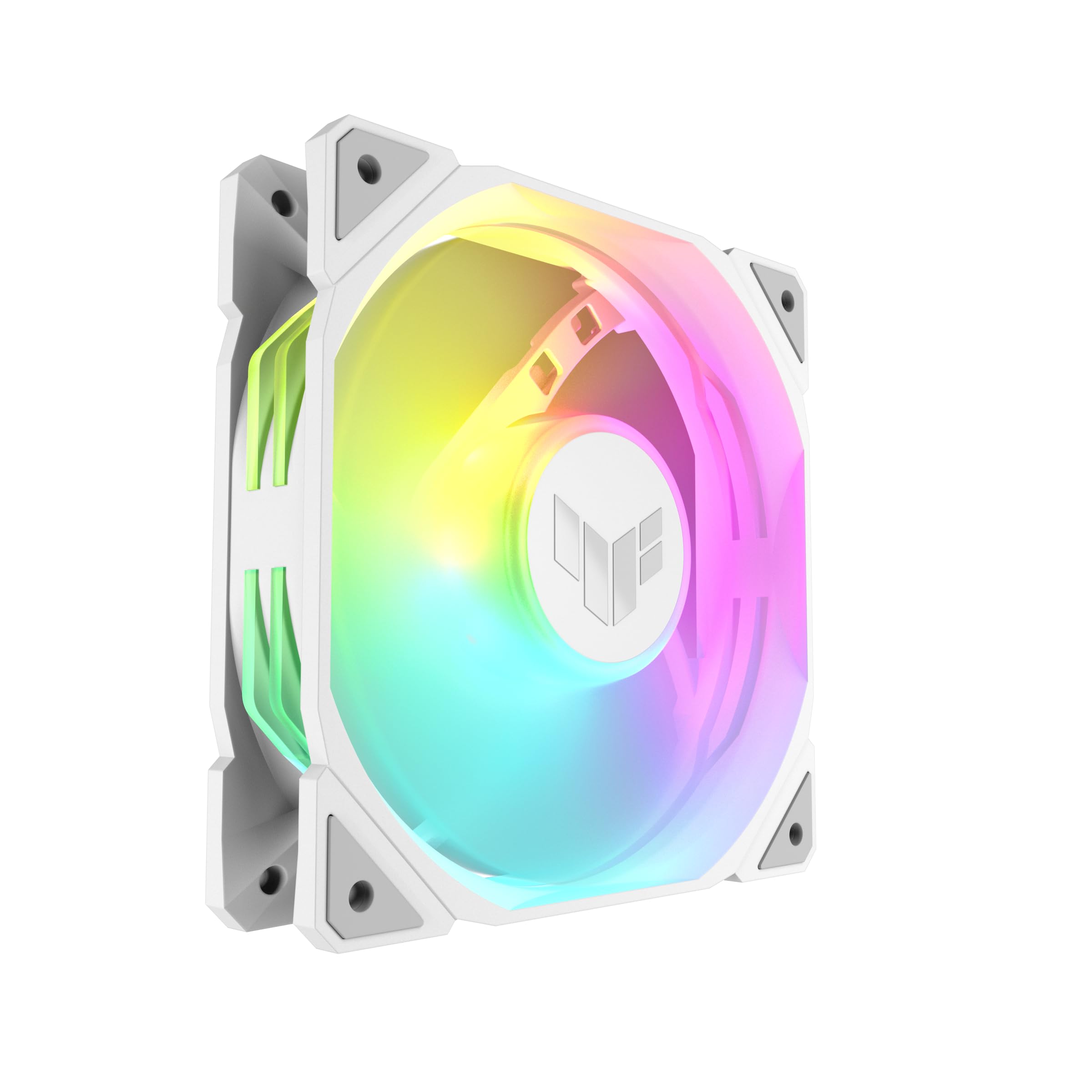 ASUS TUF Gaming TR120 - Ventilador blanco ARGB de 120 mm, marco de ventilador de 28 mm, alta presión estática H2O de 3.3 mm, flujo de aire de 77.4 CFM, matriz LED de doble capa, patrón lateral