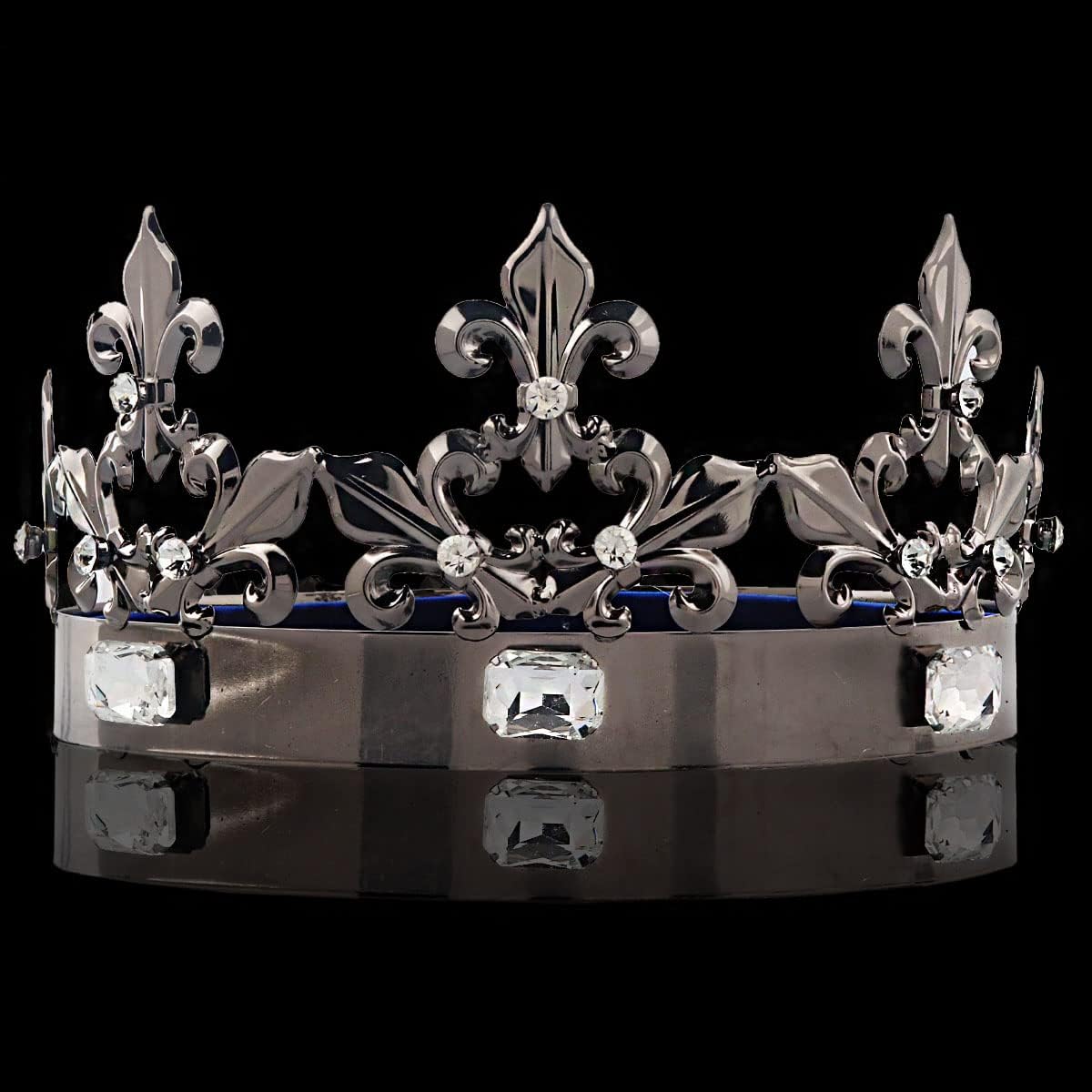 Rey Reina Real Barroco Negro Príncipe Corona Redonda Accesorios para el Cabello Para Fiesta de Disfraces Halloween Desfile Boda