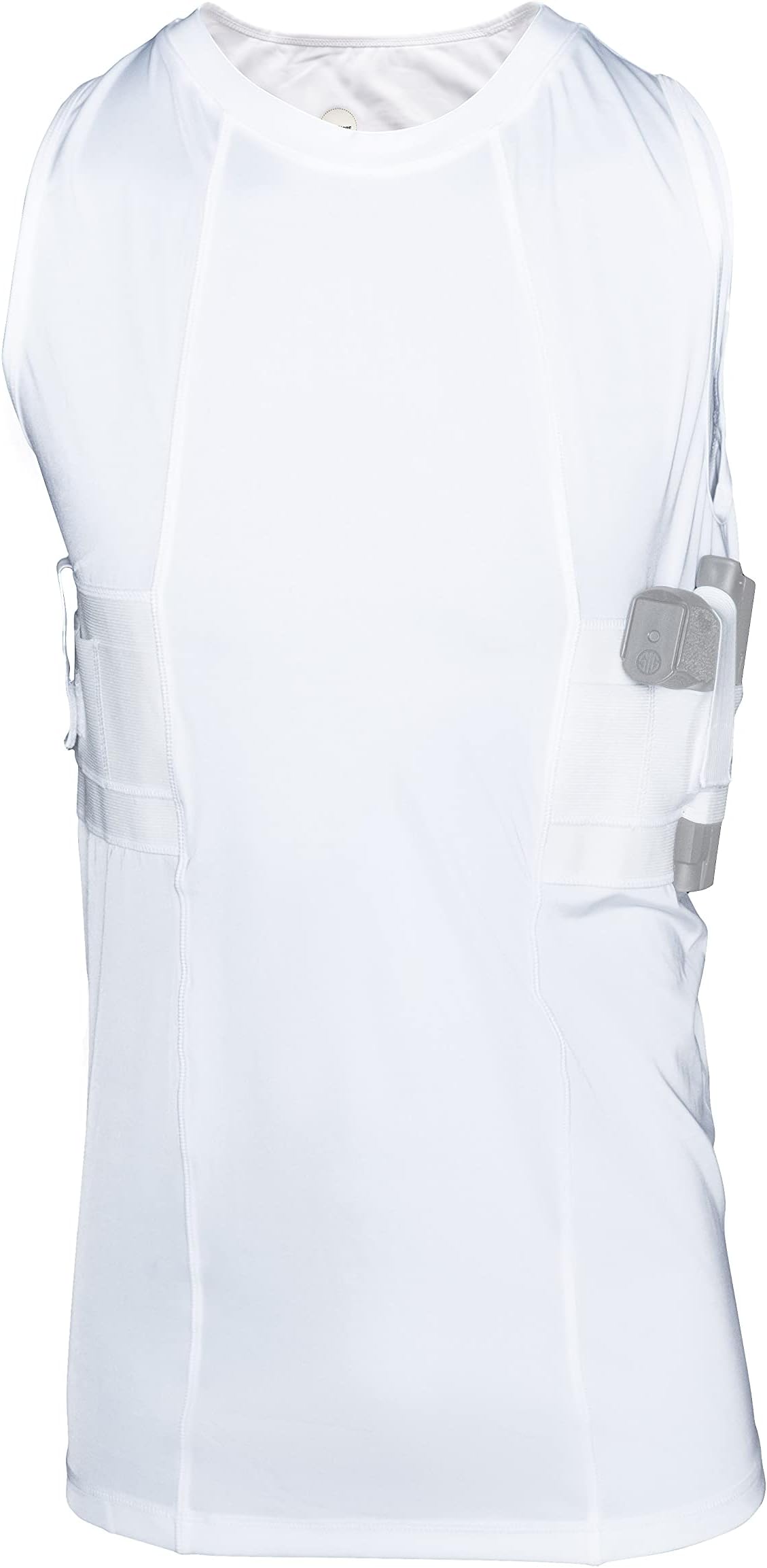Holster Tank Top for Men - Sleeveless Concealable CCW Tactical Compression Polyester Shirt for Easy Reach (Small, White)