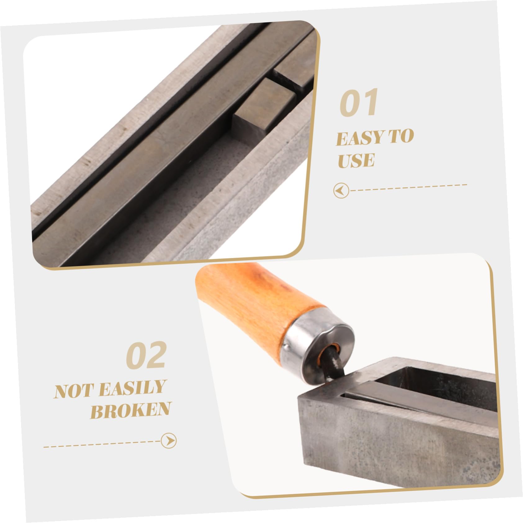 Stampo in Grafite Forma di Striscia per Fusione e Modellatura di Oro e Argento con Manico in Legno Resistente e ad Elevata Conduttività Termica per Metalli ad Alta Temperatura