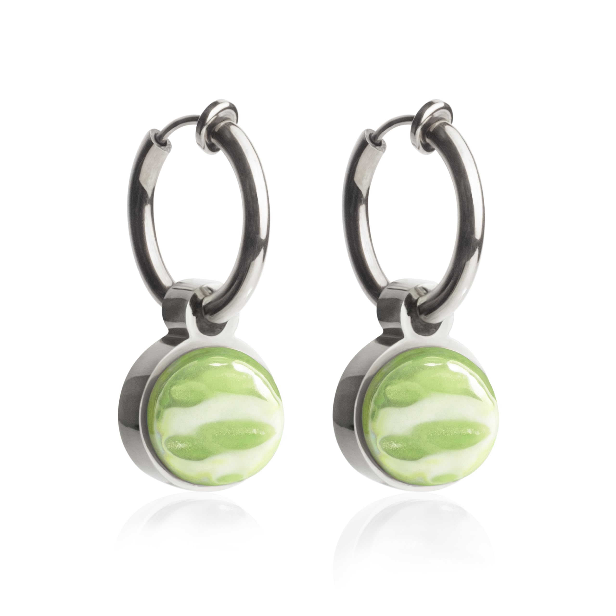 Clip Ohrringe mit Anhänger • Silber Ohrclips aus Edelstahl • mit Charm zum Wechseln • nachhaltig & handgemacht • MIX AND MATCH • Ø 14 mm