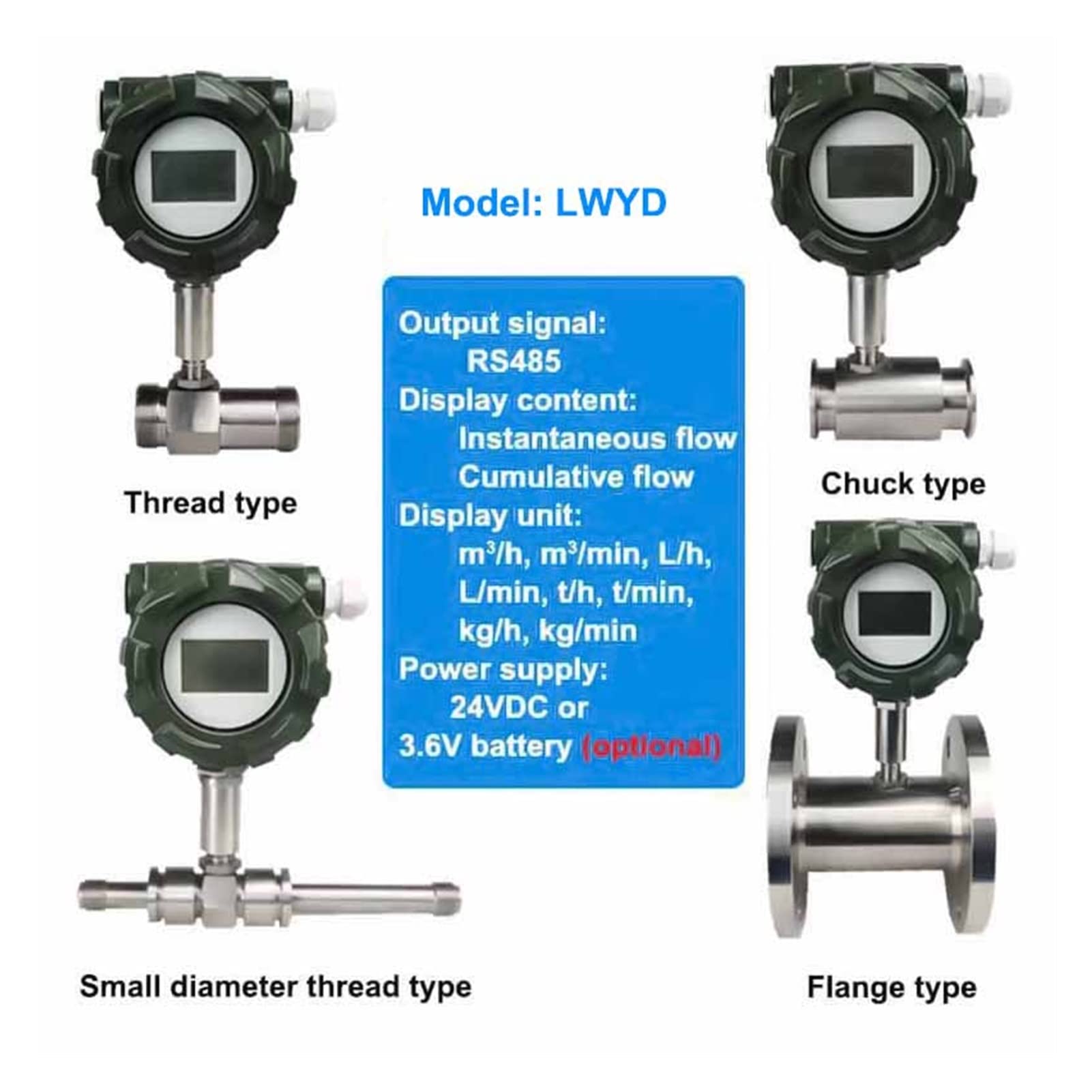 Metro De Flujo UltrasóNico, 1 ordenador personal Transmisor de sensor de medidor de turbina de turbina ultrasónica RS485 24VDC for agua con aceite comestible de metanol cerveza diesel gasolina leche a