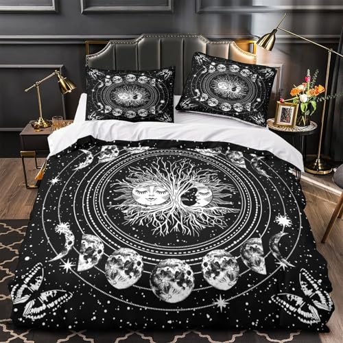 Housse de couette phases de la lune fermeture éclair parure de lit microfibre 135x200 - 2