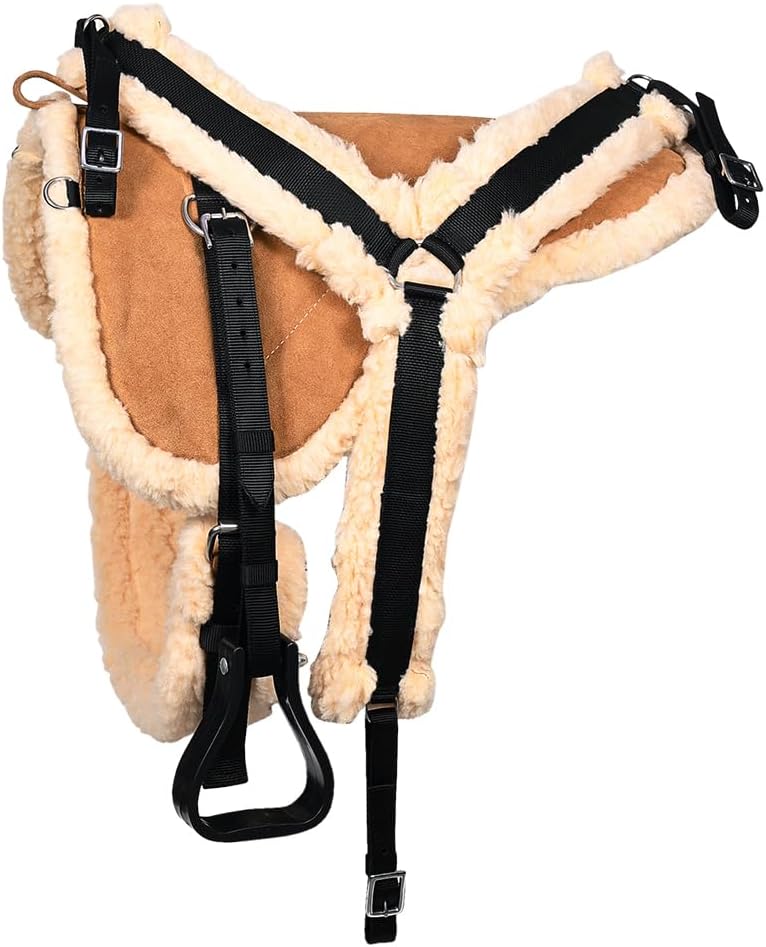 HILASON Western Horse Suede Leather Bareback Pad | Breast Collar and Girth Saddle Pads Baretek Riding for Horses