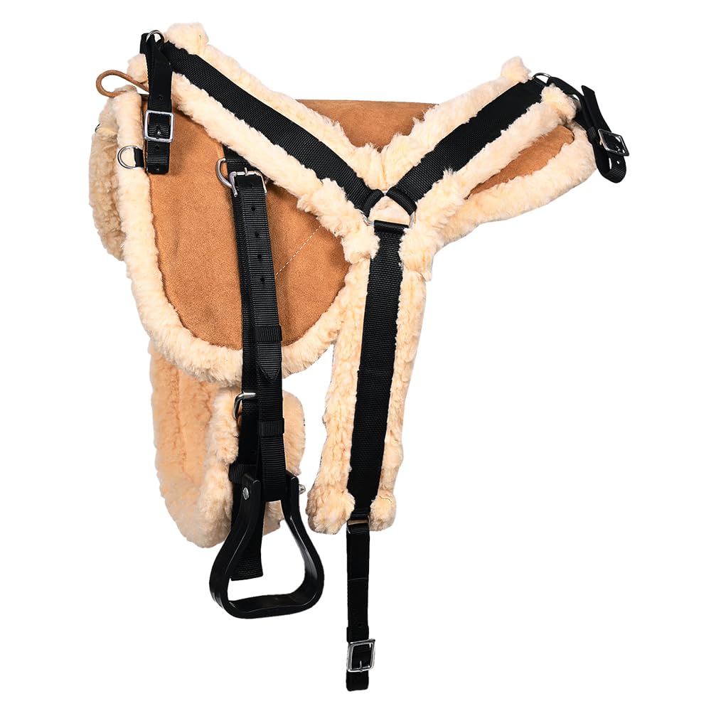 HILASON Western Horse Suede Leather Bareback Pad | Breast Collar and Girth Saddle Pads Baretek Riding for Horses