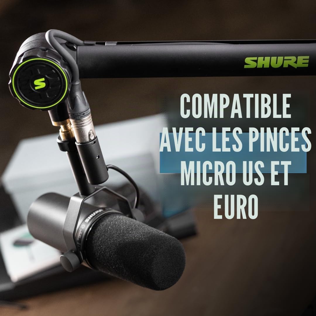Shure by Gator Broadcast Desk Series ; Support de microphone à bras articulé monté sur bureau Shure ; (SH-BROADCAST1)