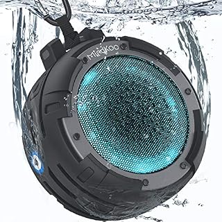 Shower Speaker, Mindkoo IPX7 Waterproof Portable Bluetooth Wireless Speaker with 4 LED Light