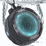 Shower Speaker, Mindkoo IPX8 Waterproof Portable Bluetooth Wireless Speaker with 4 LED Light Modes, Built in Mic, Super Bass and HD Sound,for Bathroom, Bike, Beach, Pool, Home and Outdoor