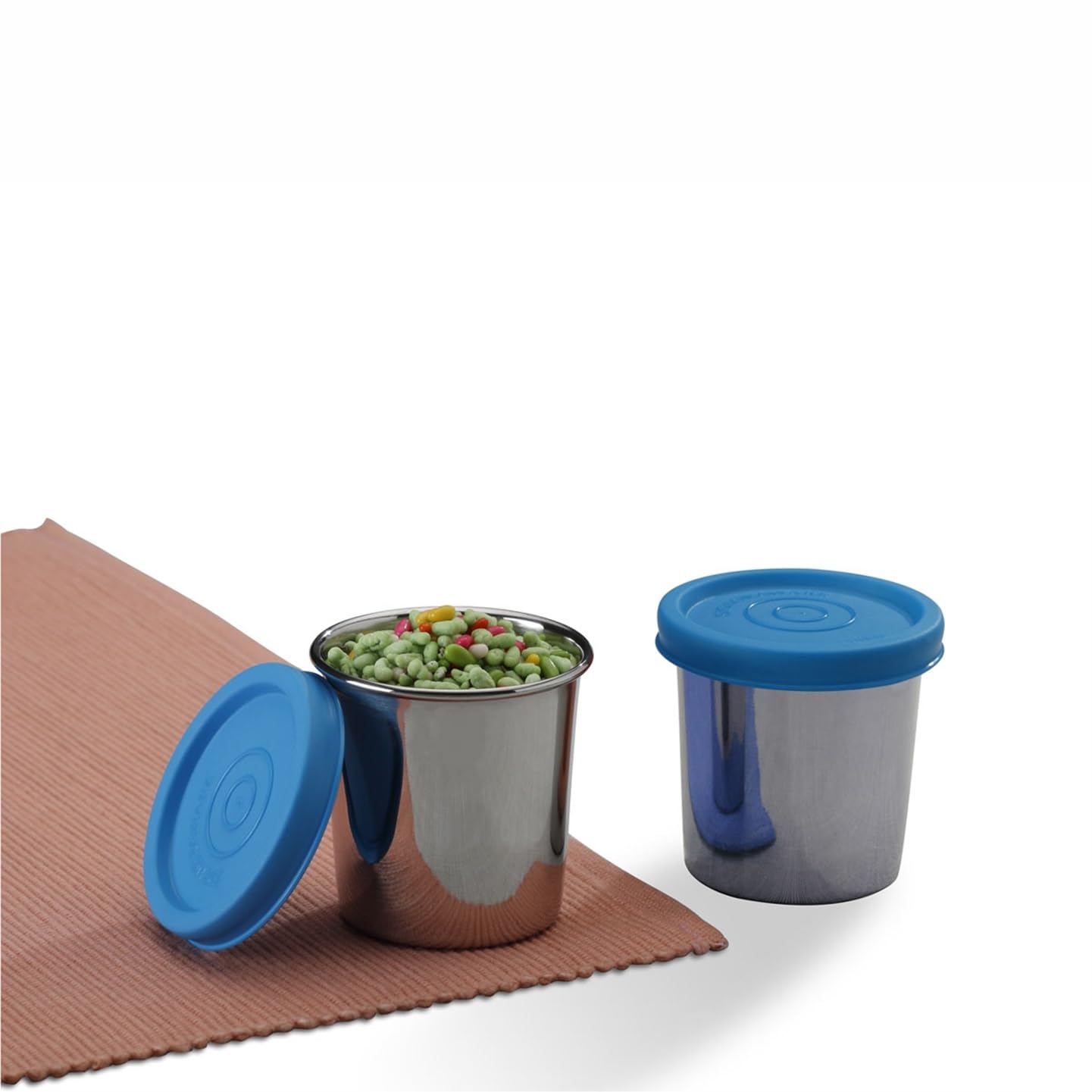 SIGNORA WARE Nano Stainless Steel Round Container | Airtight & Leakproof | Retain Freshness | Space Saving | For Storing Herb & Spices | Perfect For Pantry Use | Versatile Use ( 100Ml X 2 | Blue )