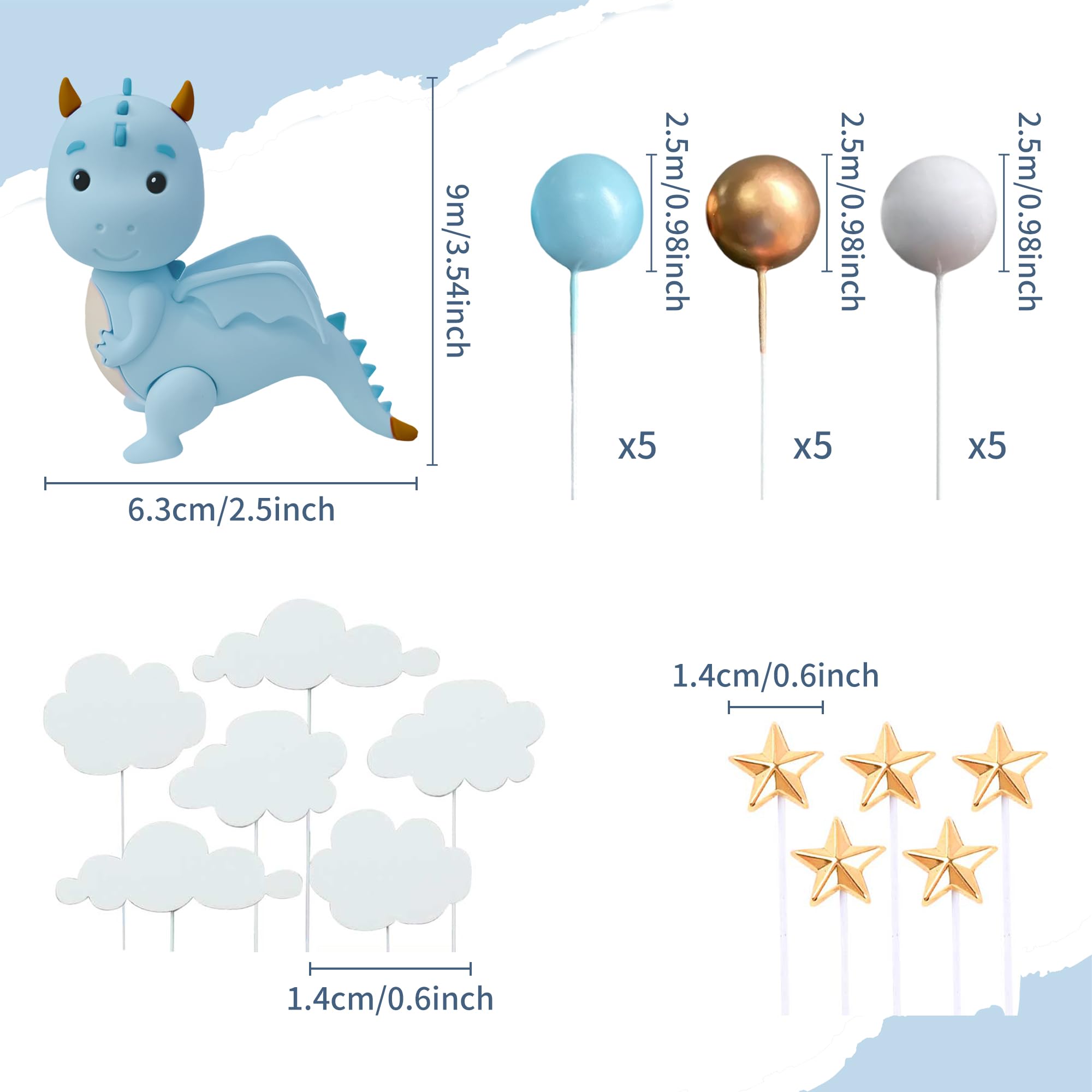 JeVenis Dragon Cupcake Toppers Magical Dragon Cake Decorations Fantasy Party Supplies for Baby Shower Birthday Party Supplies - Image 2