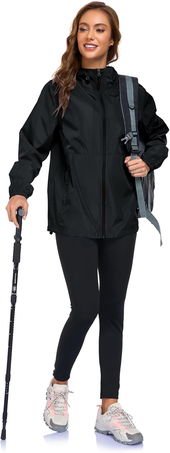 Hount Womens Waterproof Rain Jacket Lightweight Packable Hooded Raincoat Active Outdoor Windbreaker Jacket - Image 4