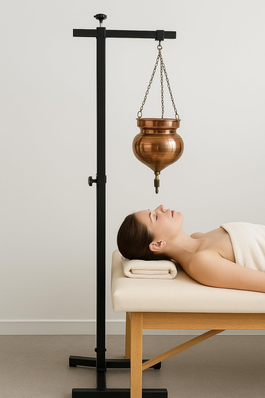 Folding Shirodhara Stand (Supports up to 8 kg capacity) – Height Adjustable (Without Shirodhara Pot) – Durable, Portable, Ideal for Ayurvedic Treatment & Spa Therapy