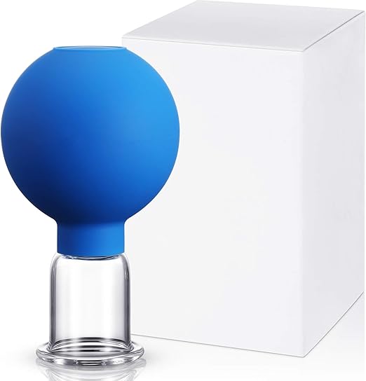 Nuanchu Facial Cupping Cup Glass Face Cupping Cup Silicone Cupping Massage Vacuum Suction Cupping Cups for Body Face Leg Arm Back Shoulder Muscle and Joint Pain (0.8 Inch Diameter)