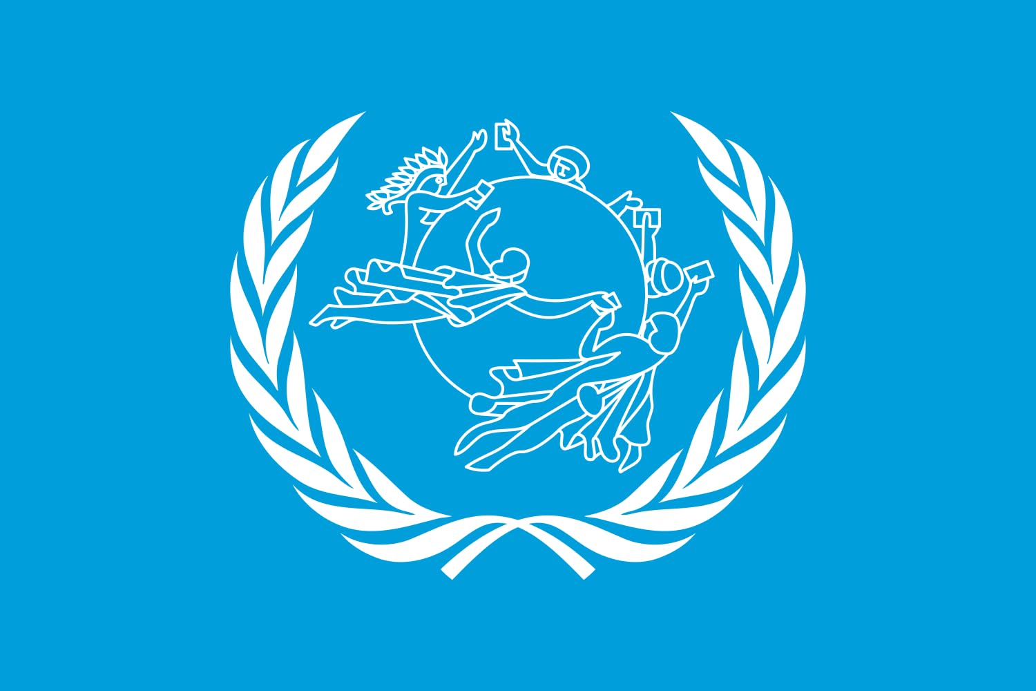 Drapeau Union postale universelle format paysage petit modèle pour mât standard
