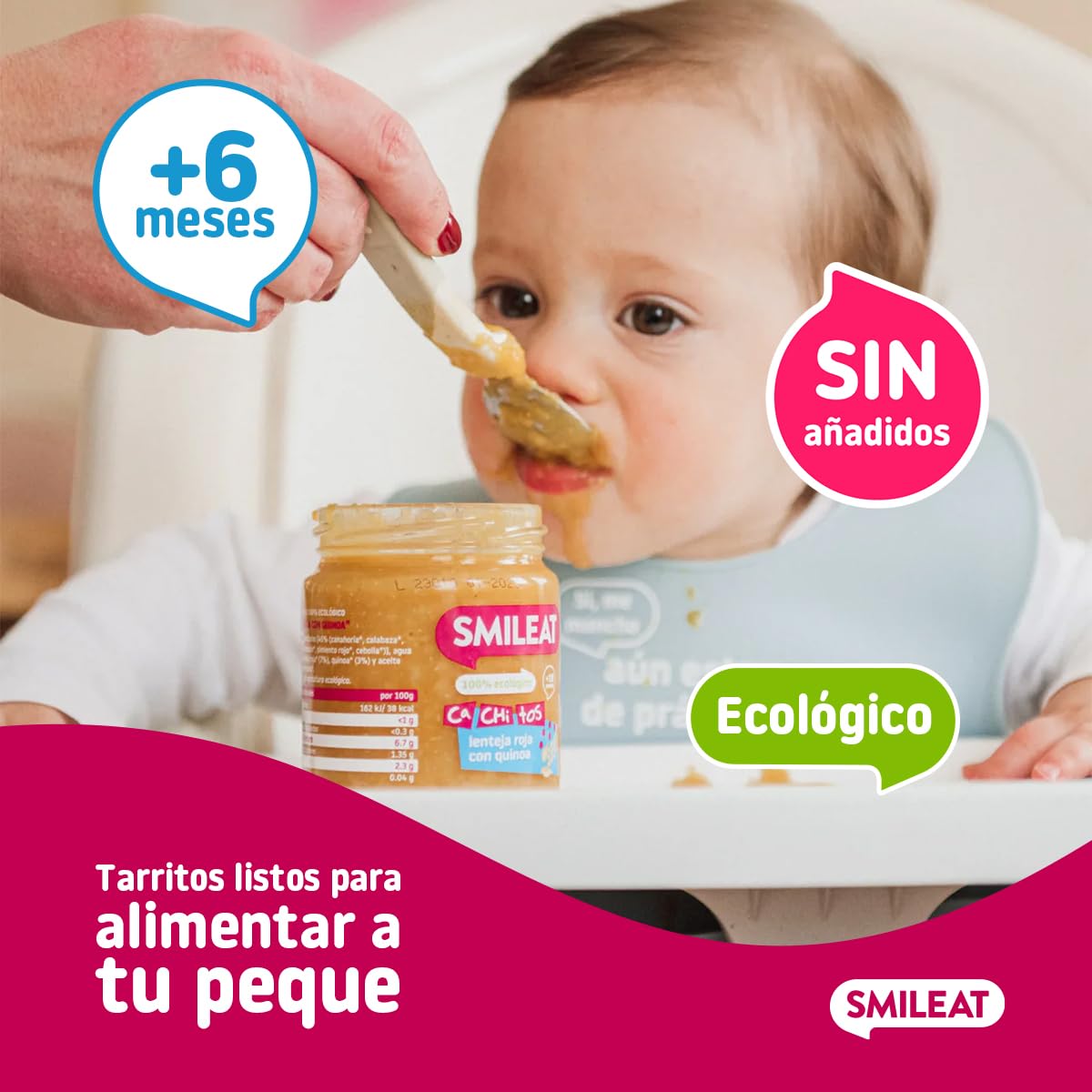 Smileat Tarritos de Lenteja Roja con Quinoa Ecológico Sin Azúcar Añadido Pack 4 x 230g 920g