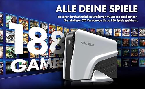 GRAUGEAR Zewnętrzny dysk twardy do Playstation5, design w PS5, 3,5 cala HDD, z zasilaczem, sformatowany do PlayStation 4, PS5 i PS5 Slim (TB, 4)