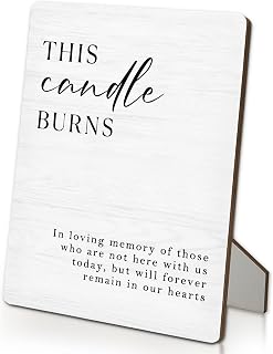 Wedding Memorial Sign 5"X7", This Candle Burns In Loving Memory Wooden Stand Sign, Wedding Table Decorations for Ceremony and Reception (5x7 Inch)